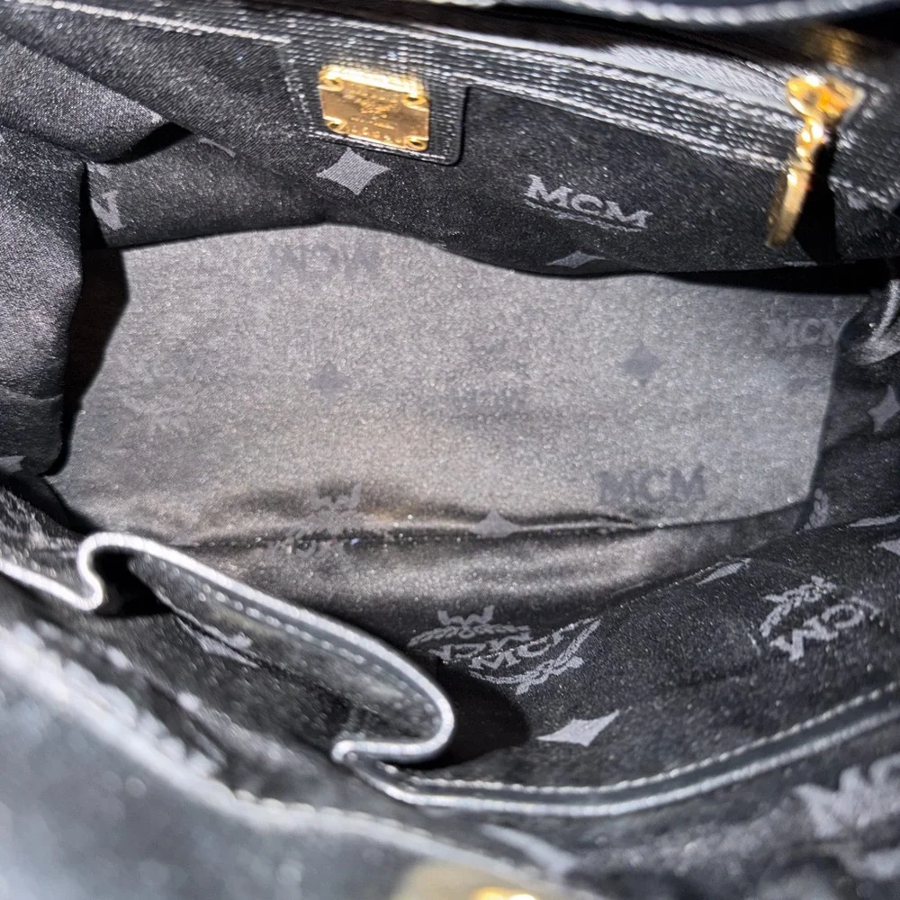 MCM Black Leather Top-Handle Satchel
